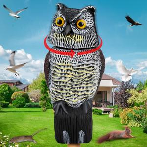 Owl Decoys to Scare Birds Squirrels Away, Rotatable Head Plastic Bird Deterrent, Waterproof Garden Owls Statue for Patio Yard Farm Protection Against Birds, Squirrels, Rabbits, Raccoons