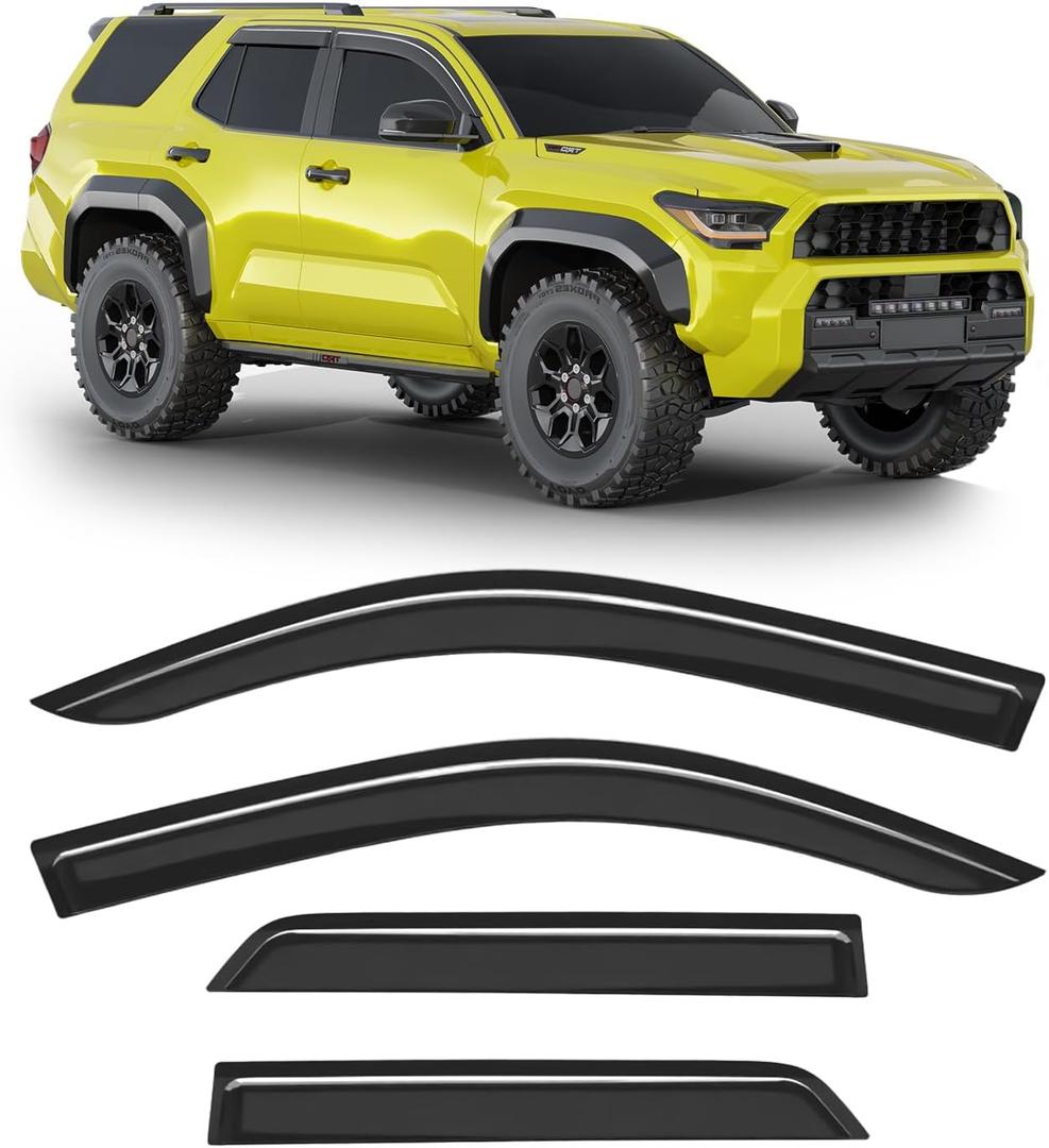 Extra-Thick Window Rain Guard for Toyota 4Runner 2025 2026 Rain Guards Tape-on Side Window Visors Low Profile Vent Visor Window Deflectors Vent Shades Car Accessories