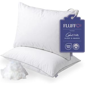 FluffCo Down Alternative Pillows - King Size, Soft (2 Pack)