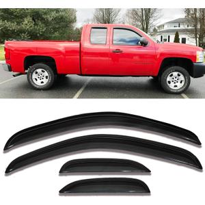 Side Window Visors rain Guards Vent Rain Guard Sun Shade for 2007-2014 Chevy Silverado/GMC Sierra 1500/2500HD/3500HD Extended Cab Pickup Window Deflectors Vent Truck Accessories Smoke, 4pcs 94040