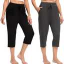 Women's Capri Yoga Pants Quick Dry High Waisted Hiking Lightweight Pants Drawstring Outdoor Pants for Women M