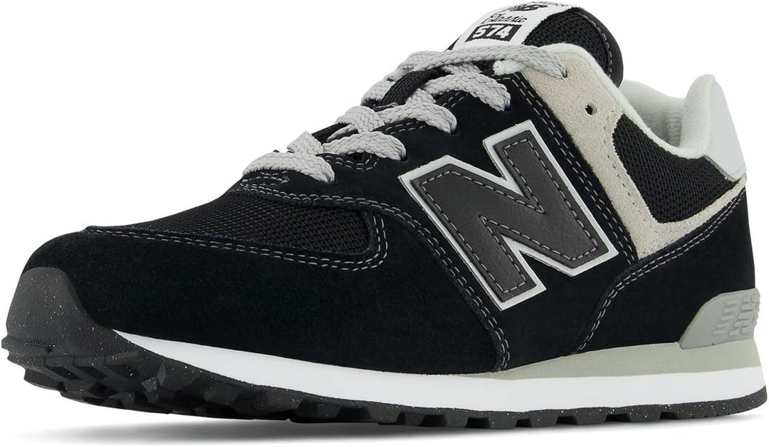 New Balance 574 G Kids Youth Sneaker (Black/White, 11.5)
