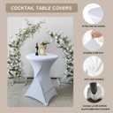 Albassa 4 Pack Cocktail Table Covers 32"x43" Spandex Stretch Highboy Top Tablecloth Fitted Round Table Cloths for Bar Wedding Cocktail Party Banquet Tables (4, White, 32"x 43")