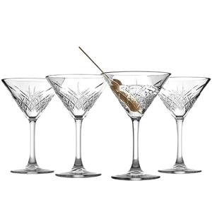 Pasabahce Premium Stemmed Martini Glasses Set of 4, Crystal Design Cocktail Cups 7.8 Oz , Vintage Coupe Glasses,Elegant Cocktail Glasses, Perfect For Parties, Gifts, Housewarming, Weddings, Aniversary