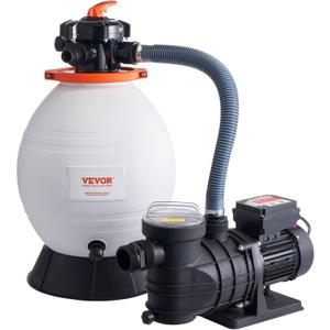 VEVOR 16-inch Sand Filter Pump for Above Ground, Digital Programmer Timer, 3500 GPH, 1 HP Pool Pumps System & Filters Combo Set with 6-Way Multi-Port Valve & Strainer Basket, Easy Installation (White)