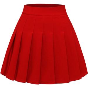 Pleated Skirts for Women High Waist Mini Tennis Skater Skirt Casual Basic Skirts Cheerleader (XX-Large, Red)