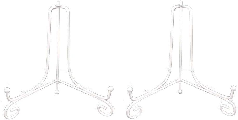 Artliving Metal Plate Stands for Display - 6-Inch Adjustable Easel Holders for Decorative Plates, Picture Frames and Books - White (2-Pack)