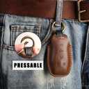 fits for Ford Key Fob Cover . Compatible with 2013-2017 F150 Mustang Explorer Fusion Edge MKZ MKC MKX Fits for Lincoln 5 Button Smart Leather Car Key Protector Fob Chain/Brown