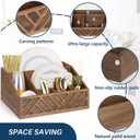 Paper Plate Dispenser |Paper Plate Holders For Kitchen Counter |Wooden Utensil Holder Silverware Organizer |Cutlery Flatware Organizer Box For Cups, Plates, Cutlery,Kitchen Accessories