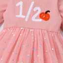 IMEKIS Halfway to One Baby Girl: Fall Half Birthday Outfit 6 Months Cake Smash Photoshoot Infant Thanksgiving Dress Romper Long Sleeve Tulle Tutu Autumn Party Pink Pumpkin 1/2 3-6 Months