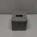 MyGift Gray Tissue Box Cover Square with Lid - Decorative Rattan Kleenex Holder, Woven Cube Tissue Holder for Bathroom Toilet Bedroom Living Room Kitchen Table Desk Office Car