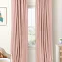 100% Blackout Shield Linen Blackout Curtains for Bedroom 90 Inches Long, Back Tab/Rod Pocket Living Room Drapes, Thermal Insulated Blackout Curtains 2 Panels Set, 50" W x 90" L, Blush Pink