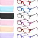 Gaoye Reading Glasses for Women, 6 pack Fashion Readers for Women Men Spring Hinge Eye Glasses, Blue Light Reading Glasses (*C1 Mix Color)