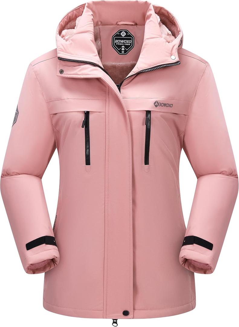 Women's Waterproof Snow Ski Jacket Warm Winter Coat Insulated Snowboarding Jacket Softshell Hiking Jacket (Pink, S)