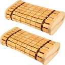 2 Pack Bamboo Headrest Pillow Natural Sauna Neck Rest Handmade Wood Pillows Chinese Style Household Spa Steam Saunas Rooms Breathable Hollow Pillow for Saunas backrest Accessories Home Spa
