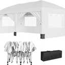 10X20Ft Outdoor Party Tent Gazebo, Waterproof Gazebo Canopy Tent, Heavy Duty Commercial Outdoor Canopy All Season with Storage Bag, White