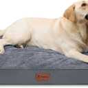 MIHIKK Waterproof Extra Large Dog Bed Orthopedic Dog Beds for Crate with Removable Washable Cover Egg-Crate Foam Pet Pad Mat with Anti-Slip Bottom, 47x29 Inch, Grey