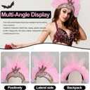 Women's Carnival Feather Headpieces Sequin Headdress for Wedding Masquerade Party Cosplay Feather Headbands (Tnmtd-pink)