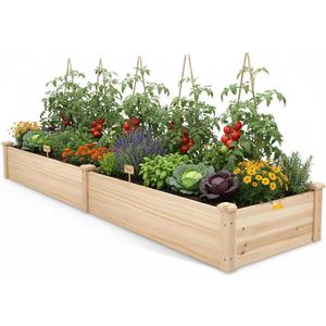 Hollyone 8×2ft inches Wood Raised Garden Bed Frame Planters Wooden Elevated Planting Planter Box for Outdoor Herb Vegetables Flowers Grass Lawn Yard Patio - Natural 96 x 24 x 11in