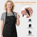 Apron for Women Men Chef, Adjustable Aprons with Pockets for Cooking Serving Painting Gardening, Gift for Friends (Black)