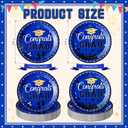 SiliFine 100 Pcs 2026 Graduation Cake Dessert Paper Plates Grad Decoration 7 Inch Small Disposable Plates Bulk Dinnerware for Congrats Grad Party Favors Supplies(Blue and Gold)