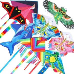 Arrowbash 8 Pack Kites for Kids Large Butterfly Sea Turtle Eagle Unicorn Dolphin Bat Delta Flying Long Kite with 8 Pcs 328 ft Strings for Outdoor Game