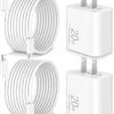 [2025 Upgraded] iPhone 16e Charger Fast Charging, 2-Pack 20W USB C Wall Charger Block with 10FT Long USB C Charge Cord Cable for iPhone 16/16 Pro Max/16 Plus/16 Pro/16e/15/15 Pro/15 Pro Max, iPad (White)