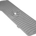 Silicone Sink Splash Guard Set - Faucet Handle Drip Catcher Tray, Dish Soap Sponge Draining Holder, Mat - Stylish Kitchen Sink Accessories for a Dry and Organized Counter - Grey