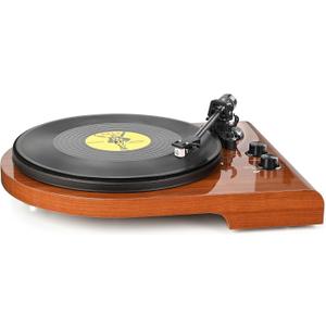 Vinyl Record Player with Bluetooth Input Output,(Upgraded Version,no Sub-Platter),Turntable with Built-in Preamp,USB Recording,Speed Adjustment,Counterweight and Moving Magnet Stylus