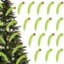 16 Pcs Christmas Tree Topper Set 17'' Lime Green Curly Tree Picks with Red Green Ball Xmas Artificial Christmas Tree Picks for Winter Holiday Home Wreath Craft Decoration Supplies
