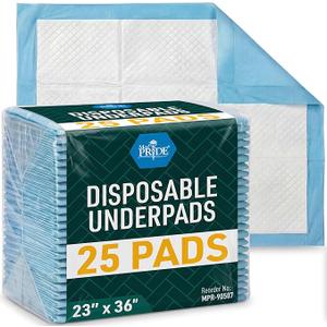 MED PRIDE Disposable Underpads 23'' X 36'' (25Count) Incontinence Pads, Chux, Bed Covers, Puppy Training | Thick, Super Absorbent Protection for Kids, Adults, Elderly | Liquid, Urine, Accidents