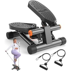 Niceday Steppers for Exercise, Mini Stair Stepper with Resistance Bands at Home Workout Equipment with 300LBS Loading Capacity, Hydraulic Fitness Stepper with LCD Monitor