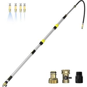 Buyplus 22FT Reach Telescoping Gutter Cleaning Tools for Garden Hose
4-16FT Rain Gutter Cleaner Tools From Ground, 3/4" Brass Garden Hose Shut Off Valve, Bendable Flexible Water Wand for Window