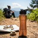 Copper Sipper Water Bottle | Hammered Copper Drinkware with Flip-Top Lid | Handmade Bottle for Daily Hydration, Gym, Office & Travel | Leak-Proof |