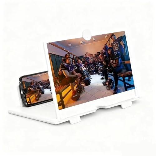 Screen Magnifier,3D HD Mobile Phone Magnifier Projector Screen Enlarger for Movies, Videos, and Gaming,Foldable Cell Phone Stand with Screen Amplifier,Supports All Smartphones 12'' (White)