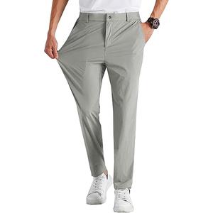 Runcati Mens Stretch Golf Pants Casual Slim Fit Dress Pants Elastic Waist Tapered Work Cropped Trousers (Medium, Light Gray)