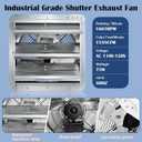 Hiorucet 14 Inch Shutter Exhaust Fan, 1558CFM High Speed Low Noise Aluminum Louvered Exhaust Fan Wall Mounted with 1.8m Power Cord for Greenhouse, Garage, Shop, Attics, Chicken Coop Ventilation.