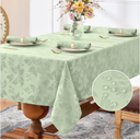 Romanstile Summer Jacquard Rectangle Tablecloth - Waterproof Damask Floral Pattern Decorative Table Cloths Heavy Weight Fabric Table Covers for Dinner/Parties/Outdoor - 34'x50" Inch, Sage 2pcs