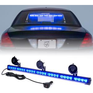 Xprite 31.5 Inch Blue LED Traffic Advisor Strobe Light Bar, 21 Flashing Patterns w/Suction Cup Mount, Windshield Deck Emergency Warning Lightbars for Police Volunteer POV Vehicles Trucks SUV UTV