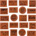 Wavwavw 20 Pcs Bible Verse Iron on Patches Rustic Leatherette Religious Hat Patches Motivational Christian Appliques for Fabric Repair Jackets Hats Backpacks Sew Supplies