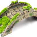 AQUA KT Fish Tank Decor Arch-Bridge Drawbridge with Grass for Aquarium Landscaping Decoration