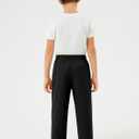 Haloumoning Boys School Uniform Chino Pants Kids Elastic Waist Pull on Twill Pants with Pockets, 27 (Black)