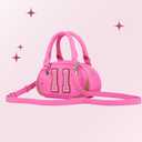 Paris Hilton Mini Varsity Bowler Satchel Hand Bag Purse with Removable Strap Vegan Leather