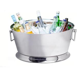 Sol Living Insulated Beverage Tub Large Ice Bucket with Handles Double Wall Stainless Steel Ice Bucket and Cooler for Drinks, Bar, Party, and Gift Beverage Cooler for Indoor and Outdoor Parties (6.5 Gallon)