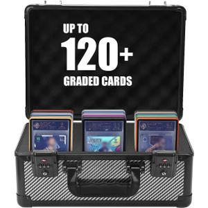 ZINHO Graded Card Case Upgraded Sports Card Storage Box Waterproof Trading Card Holder, Compatible with PSA BGS CSG FGS Up to 120+ Cards with TSA Approved Locks (Black) (Black 3 slots)