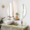 White Round Mirror, 24 Inch Circle Bathroom Vanity Mirror for Wall, Modern Tempered Glass Mirror for Entryway or Living Room