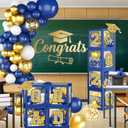 Graduation Decorations Class of 2026,Blue and Gold Graduation Decorations Class of 2026,Blue Balloon Arch Grad Boxes with Letters 2026 So Proud of You Grad 2026 for College Graduation Party Supplies, 5 inches x 12 inches x 18 inches