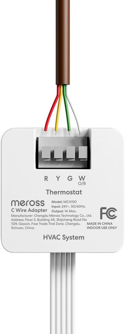 meross C Wire Adapter for Smart Thermostat, R Y G Wires Required, 16 in