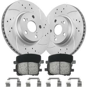 Anpulsero Front Brake Kit Compatible with 03-08 Toyota/Corolla/Matrix/Pontiac Vibe Drilled & Slotted Disc Brakes Rotors and Ceramic Brake Pads - 275mm(10.8in) - Anti-Rust Geomet Coated