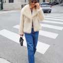 ZESICA Women's Winter Faux Fur Coats Fluffy Jacket 2026 Trendy Long Sleeve Lapel Shaggy Warm Outerwear with Pockets (M)